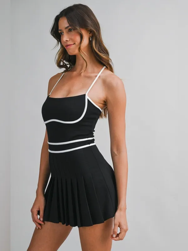 SCUBA SQUARE NECK SLEEVELESS MINI DRESS WITH SHORTS Large - Image 5