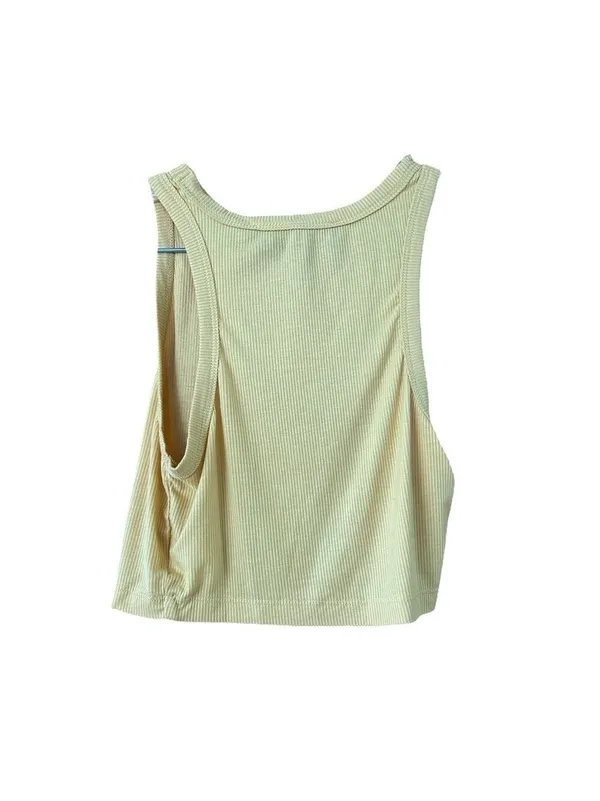 Blush Mark Yellow Sleeveless Cropped Tank Top XS - Image 2