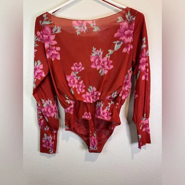 Free People Intimately‎ NWOT Undercover Printed Bodysuit Cherry Combo Top - Image 5