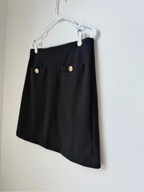 Ann Taylor Black Mini Skirt with Gold Buttons Size 6 New with tags! - Image 2