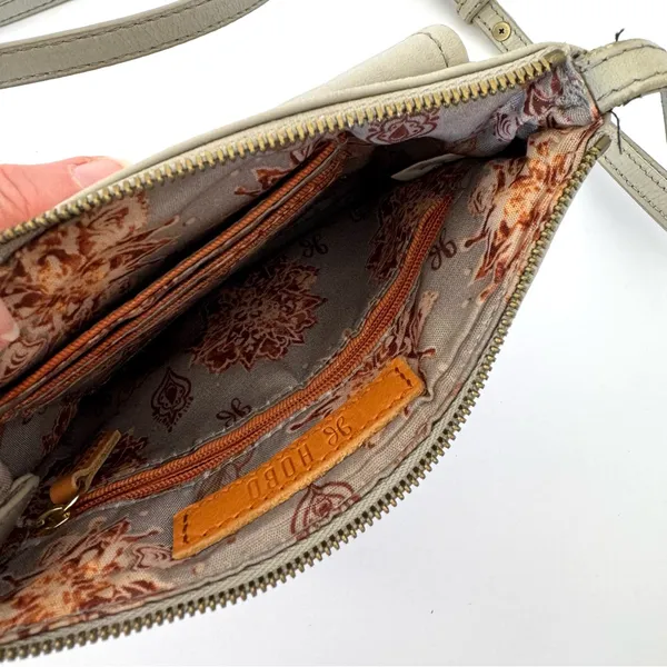 HOBO Leather Crossbody Bag in Light Gray - Image 5