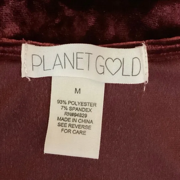 Planet Gold Red Velvet Velour Holiday Long Sleeve Wrap Tie Blouse Crop Top Sz M - Image 3