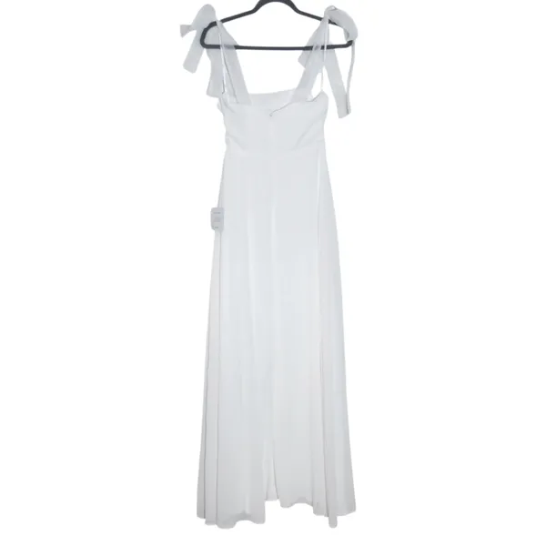 Lulus White Chiffon Tie-Sleeve Wedding Dress NWT Size Small White Formal Dress - Image 4