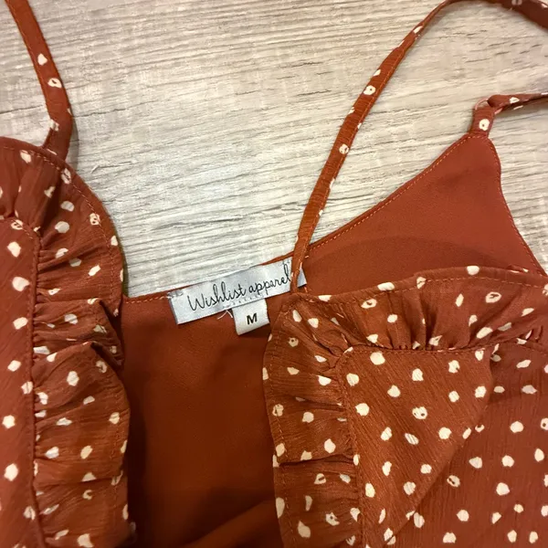 Wishlist Rust‎ Polka Dot Ruffle Cami Top - Size M - Image 2