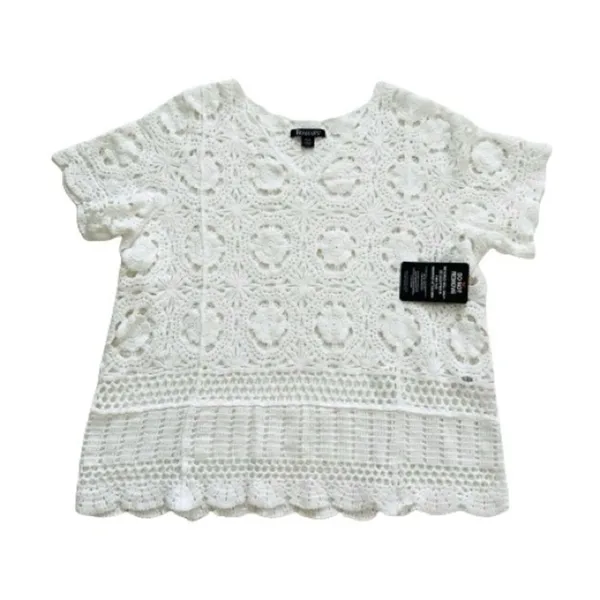 Roamans Top Sweater White French Crochet Short Sleeve Cotton Top Plus 18/20 NEW - Image 12