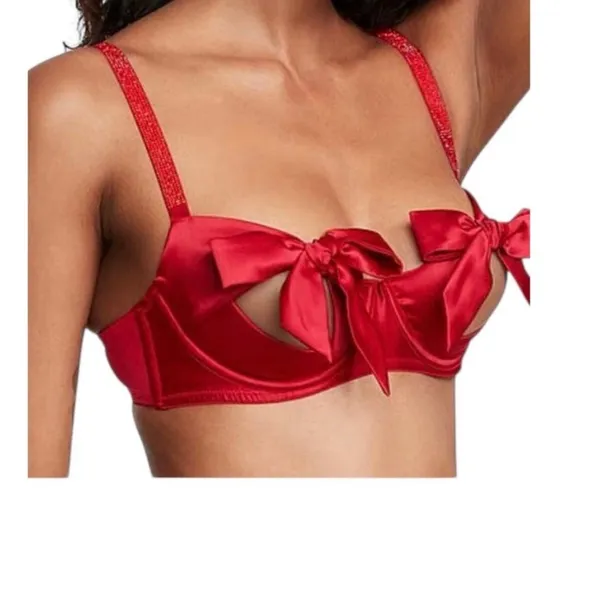 Victoria's Secret small Dream Angels bow cutout balconette bra BC 3189 - Image 2
