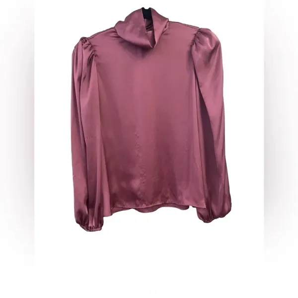 ZARA Dusty Rose Mauve Satin Effect Blouse size small - Image 2