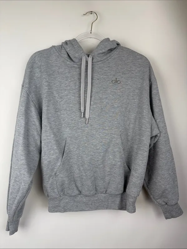 Alo Yoga Heather Grey Accolade Oversized Hoodie Sweatshirt Size XS - Image 3