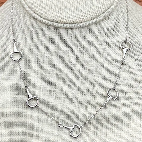 Spaced Half Snaffle Bit Necklace Silver - Image 3