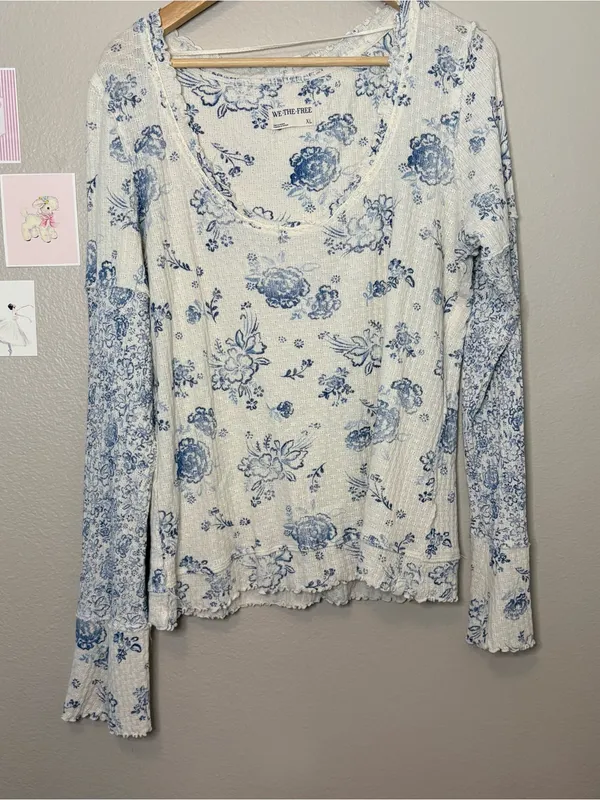 We The Free Clover Top in Ivory Combo FREE PEOPLE XL coquette whimsy coastal - Image 3