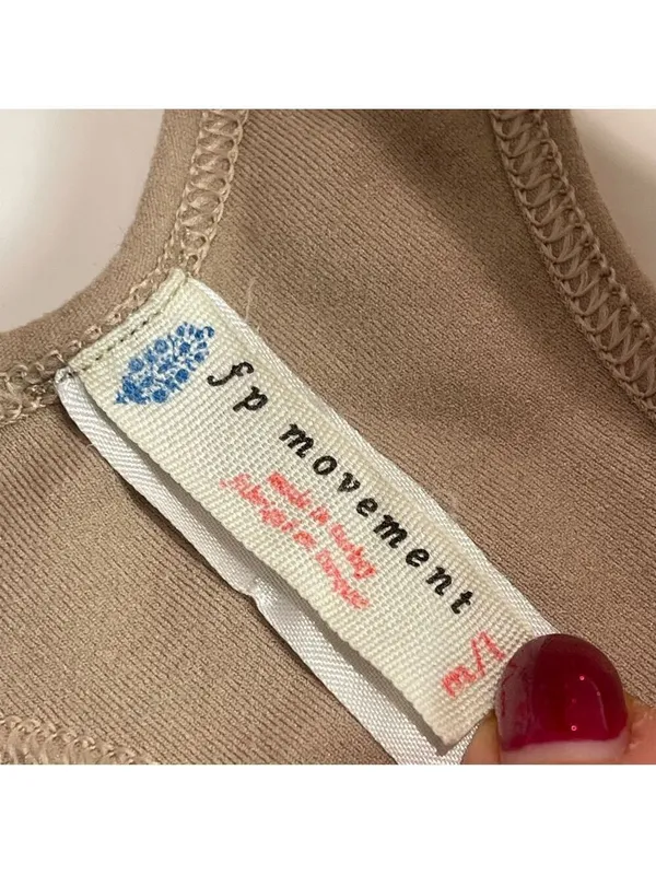 FP Movement Free People Beige Tank Crop Top M/L Racerback Keyhole Athleisure - Image 5