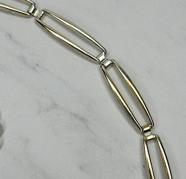 Skinny Silver Gold Chain Link Belt Large XL Two Tone ✨ - Image 5