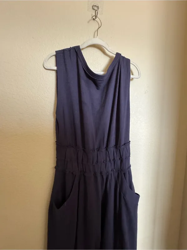 Free People Jamie Jumpsuit Sz Small Navy Blue Open Back Boho - Image 6