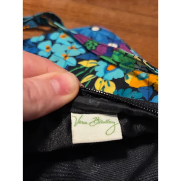 Vera Bradley Crossbody Bag Floral Quilted Blue Purple‎ ID Window Small OS - Image 8