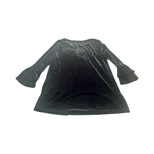 Caleesa Womens Black‎ Velvet Floral Embroidered Tunic Top Bell Sleeve Large - Image 4