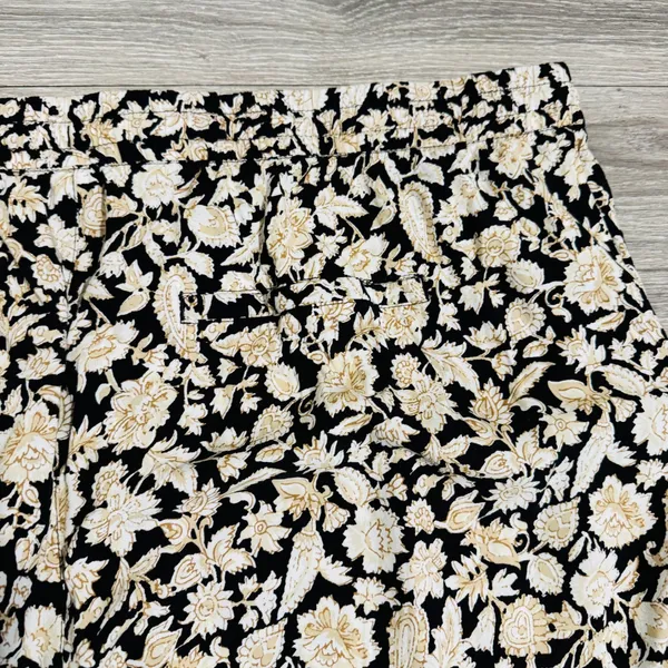 Old Navy Womens Pants XXL Black Tan Floral Print‎ Elastic Waist Cropped Casual - Image 9