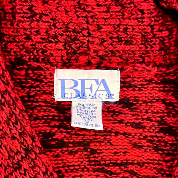 BFA CLASSICS Knit Cardigan Sweater NWOT Red Black Shawl Collar 4X Pockets Boho - Image 8