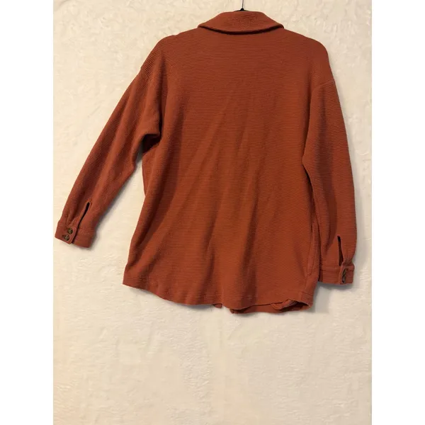 Madewell Waffle Knit Shirt Jacket Terracotta Rust Button Down ND852 Womens Small - Image 7
