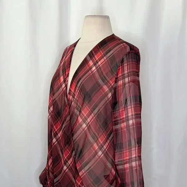 RAG & BONE Silk Victor Plaid Surplice Top Blouse Shirt Drapey High Low‎ Medium - Image 7