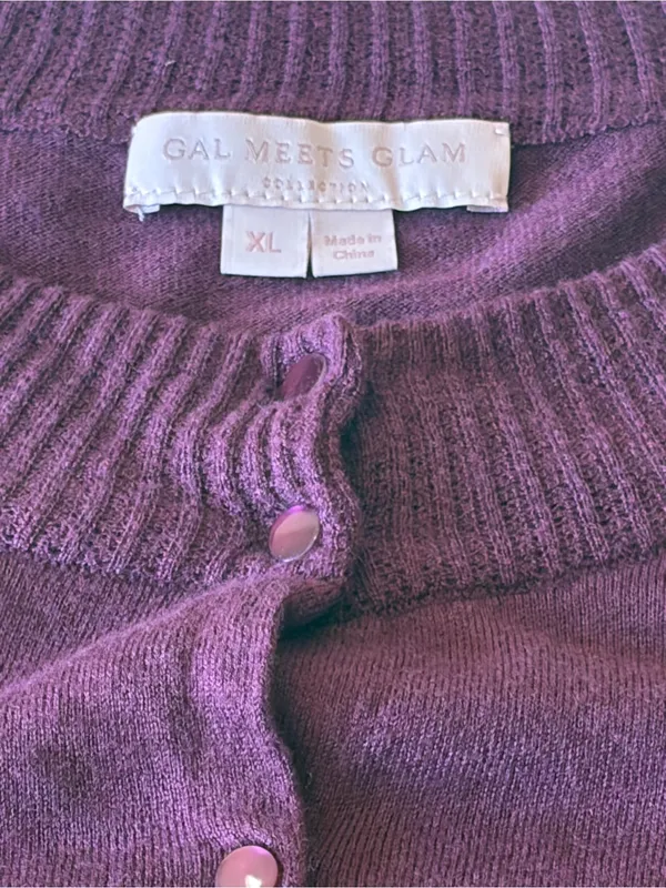 Gal Meets Glam Womens Button Up Cardigan Sweater Jumper Size XL Purple Academia - Image 4