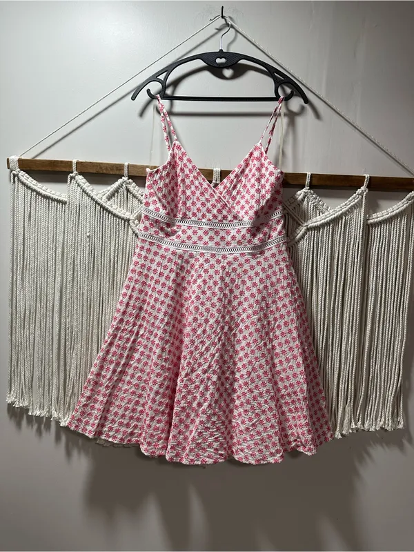 Trixxi Pink & White Floral Spaghetti-Strap Fit-and-Flare Mini Dress - Image 4