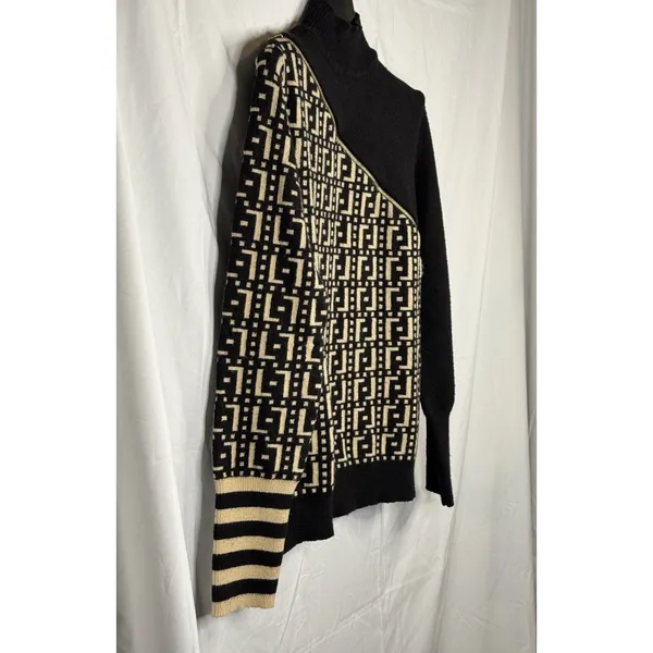 Women’s Beige Knit Sweater Pullover Long Sleeve Zipper‎ Casual Small - Image 3