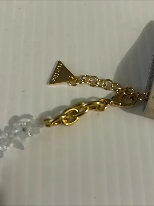 Anthropologie Serafina Half Rock Crystal Chain Necklace Gold plates 16” New - Image 5