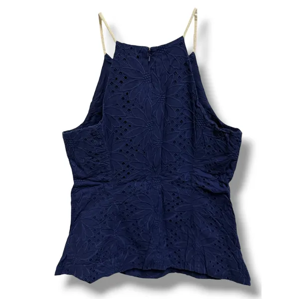 Lilly Pulitzer Annabelle Top Size 10 True Navy Jumbo Sunflower Eyelet Halter - Image 7