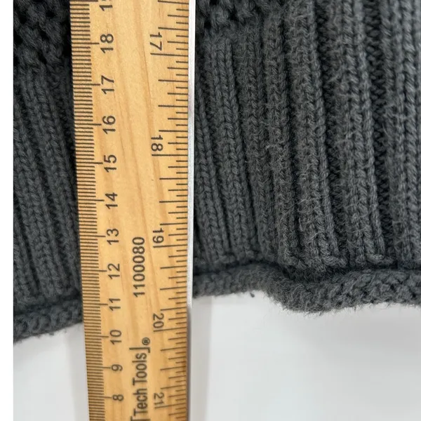 Aerie Women Dark Gray‎ Open Knit Quarter Zip Cropped Cotton Sweater Size M - Image 7