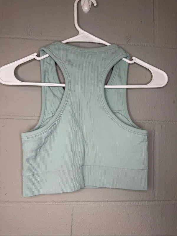 Astoria Activewear CONTOUR Ribbed Seamless Sports Crop in Seafoam Size Small Bra - Image 6