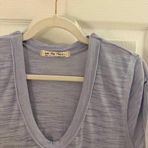 Free People We The Free Purple Semi Sheer Sweetness Tee Small - Image 4