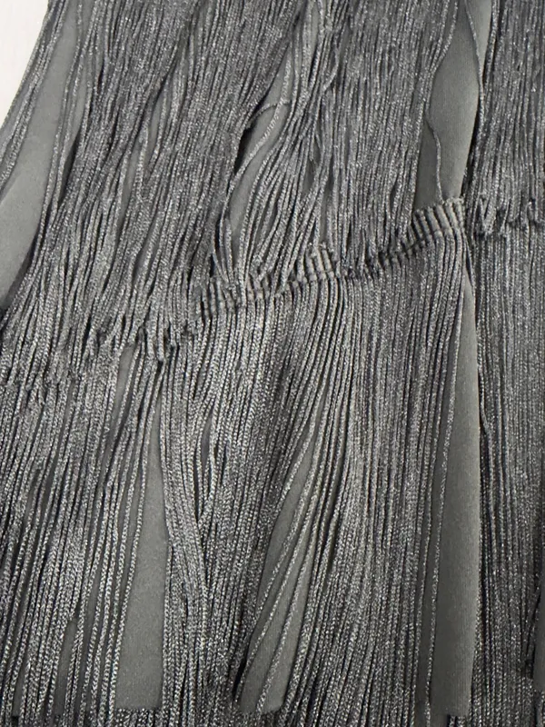 Black Fringe Slip Mini Dress - Women - Image 2
