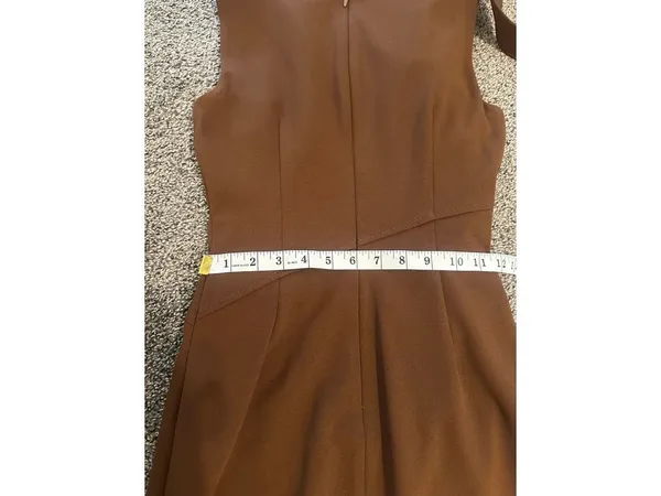 Calvin Klein Brown Bow Shoulder Midi Dress Size 2 - Image 12