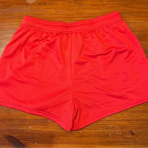 Women's Red Athletic Mesh Shorts with Drawstring Size M - Image 2