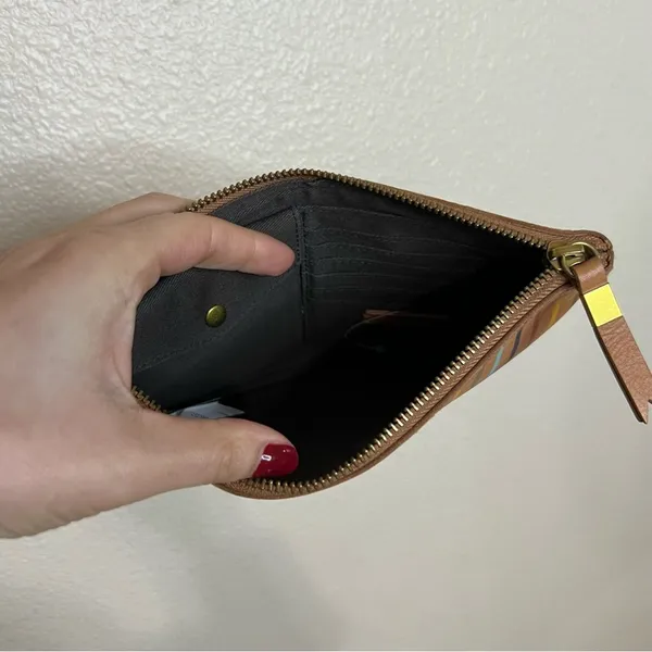 Madewell The Medium Leather Pouch Clutch Wristlet: Rainbow Striped Edition - Image 5