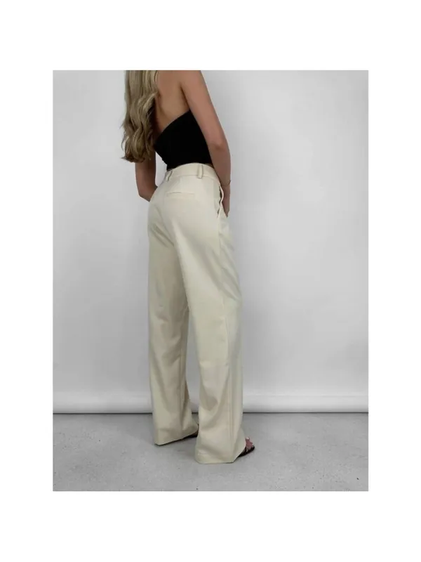 Vamp Official Relaxed Wide Leg Trouser Pants Cream Women’s Size S‎ - Image 2
