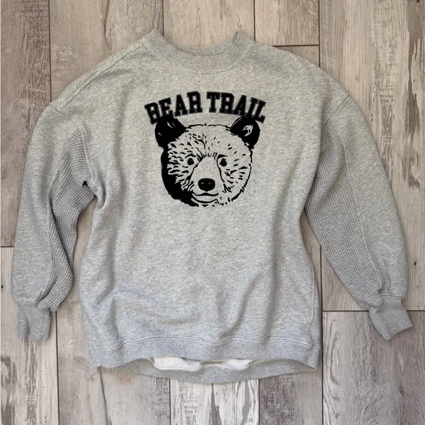 Aerie Bear Trail Gorpcore Gray Get Away Oversized Crewneck Sweatshirt size xxs - Image 4