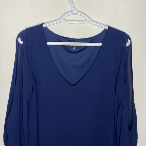 Lulus Shifting Dears Navy Blue Long Sleeve Dress size M - Image 4