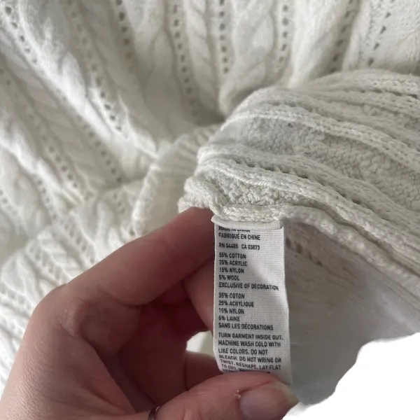 American Eagle Women's‎ Size Medium White Open Knit Sweater Coastal Cottage - Image 6
