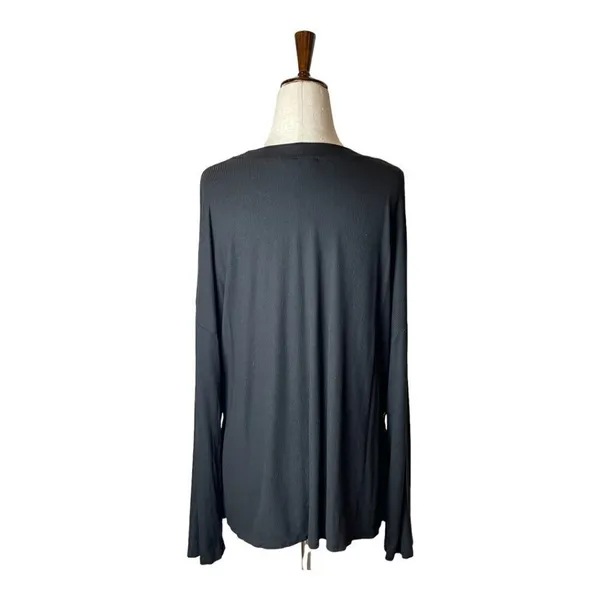 Lulus Mercurio Black Loose Ribbed‎ Drop Shoulder Long Sleeve Top Size S - Image 4