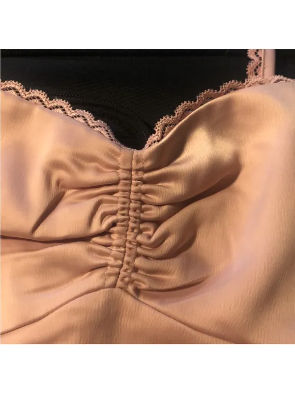 PacSun Lottie Moss Satin Crop Top Blush Pink - Image 2