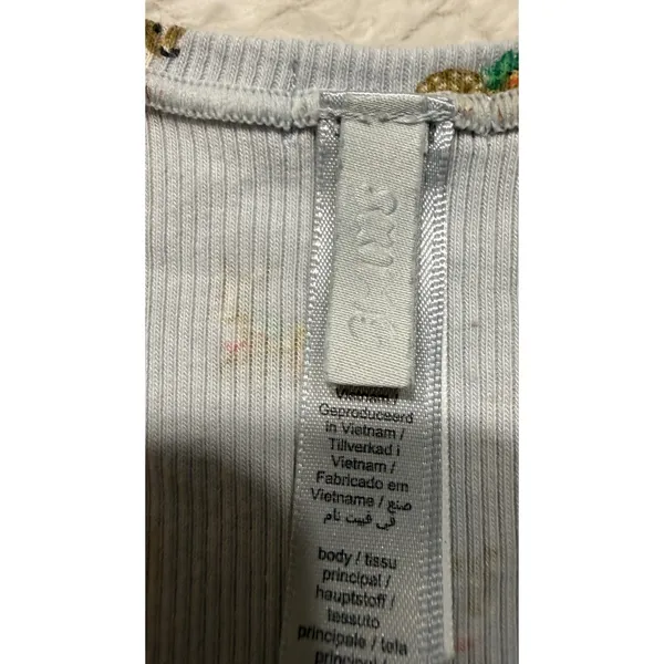 Skims Holiday Deer Ribbed Tank Top Light Blue Fawn Print Scoop Neck Womens M - Image 3
