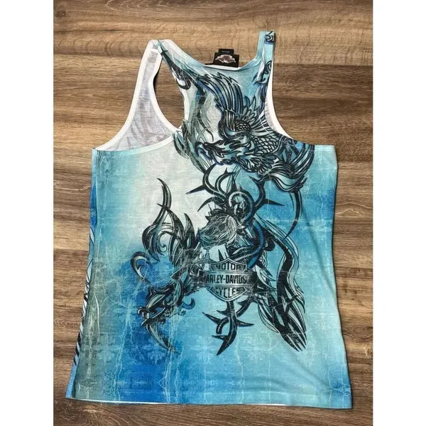 Harley Davidson Blue Tank Top Women’s XL - Image 2
