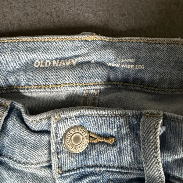 Old Navy Wow Wide Leg Jeans Womens 4 Blue Light Wash High Rise Stretch Denim - Image 4