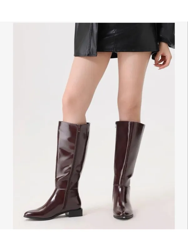 NEW Shoe'N Tale Chunky Low Heel Pointed Toe Winter Knee High Boots 8.5 - Image 3