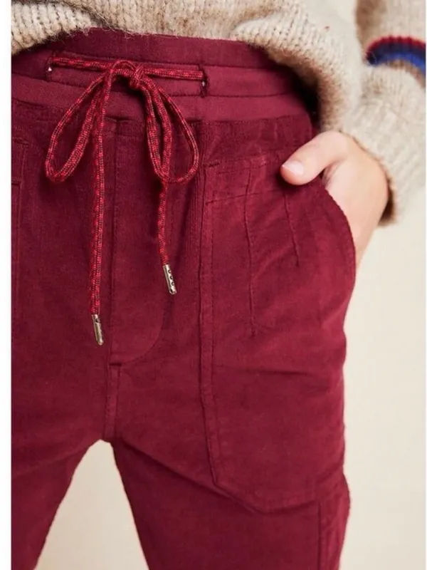 Anthropologie Burgundy Drawstring Jogger Pants - Image 3