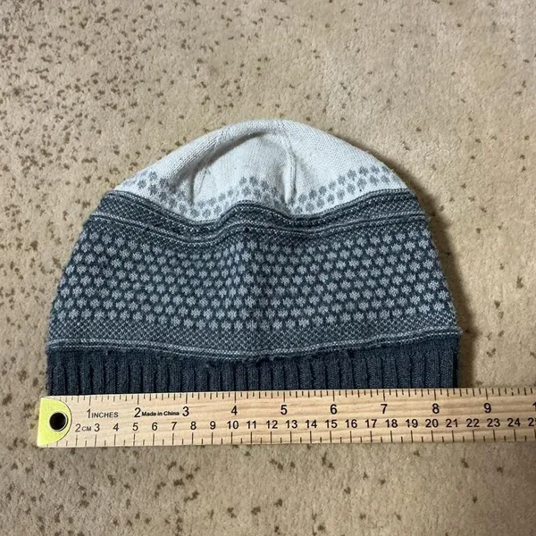 Smartwool Merino Wool Blend Beanie Grey Geometric‎ Pattern Knit Winter Hat - Image 5