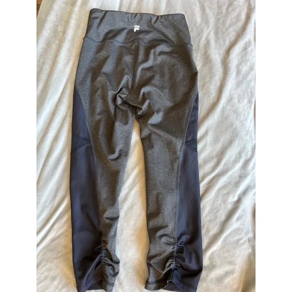 Fila‎ Sport Womens XS Gray Heather Mesh Panel Ruched Capri Leggings Yoga Pants - Image 3
