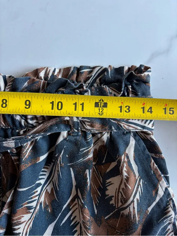 C&C California Tropical Palm Leaf Mini Skirt Medium Paperbag Waist Lyocell Boho - Image 8
