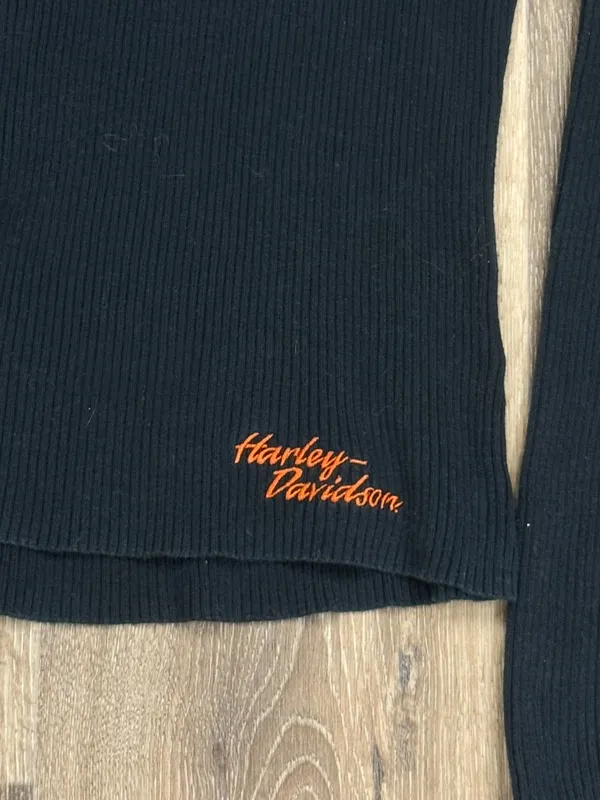 Harley Davidson Ribbed Black Embroidered Turtleneck Women’s Large - Image 2